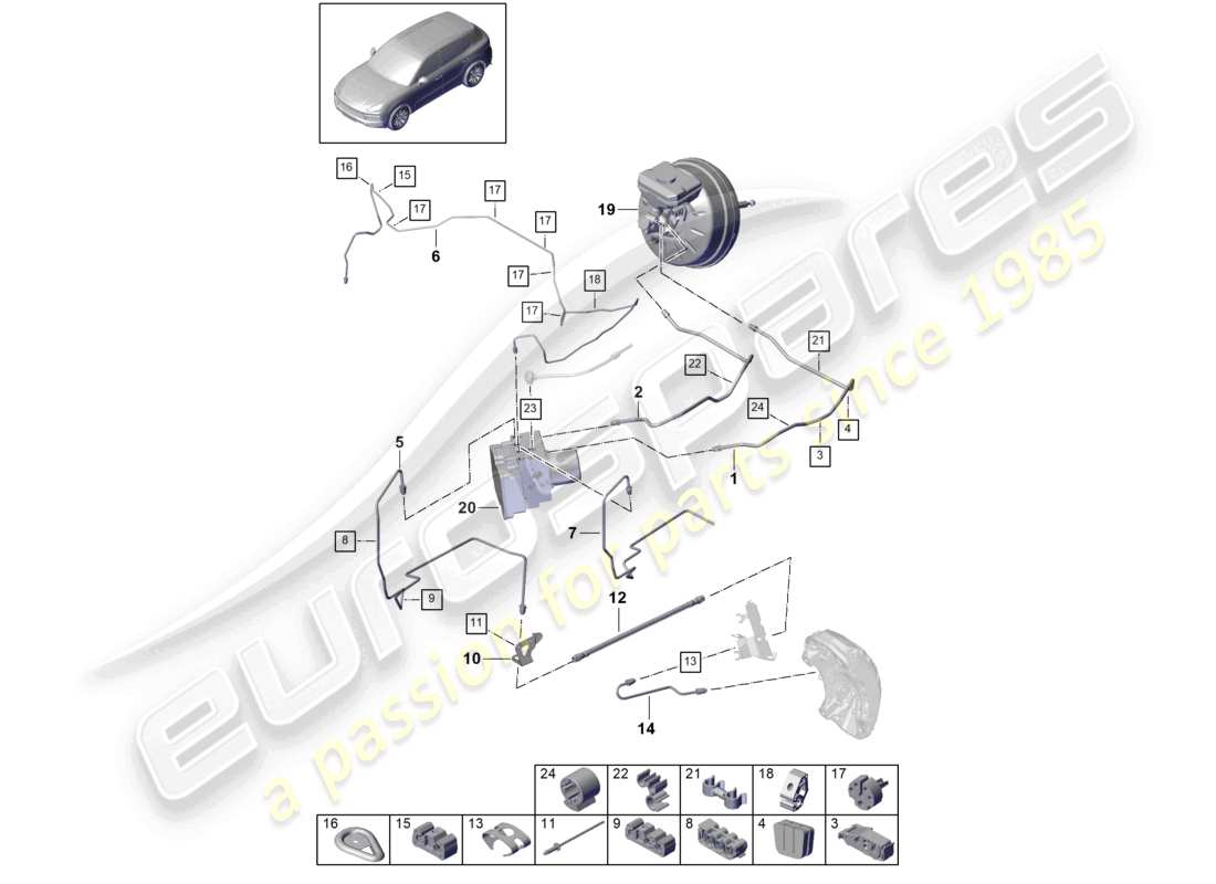 a part diagram from the porsche 2019 (cayenne e3 9ya/9yb) parts catalogue