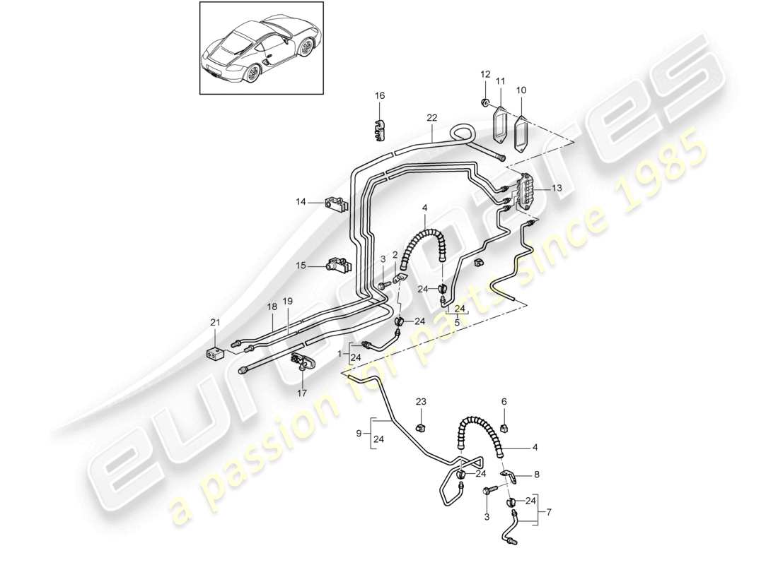 VIEW PARTS DIAGRAMS FROM THE PORSCHE CAYMAN PARTS CATALOGUE a part diagram from the porsche cayman parts catalogue