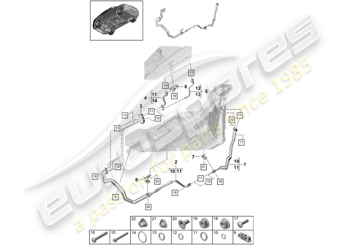 a part diagram from the porsche 2020 (cayenne e3 9ya/9yb) parts catalogue