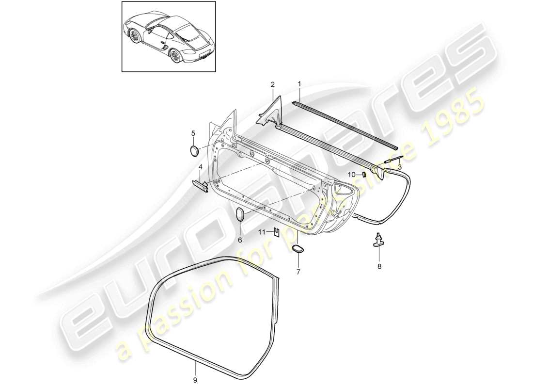 a part diagram from the porsche 2011 (987 cayman) parts catalogue