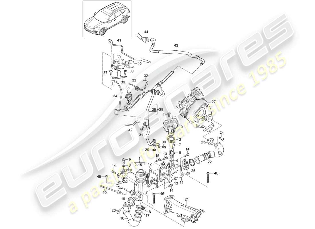 a part diagram from the porsche 2015 (cayenne e2 92a) parts catalogue
