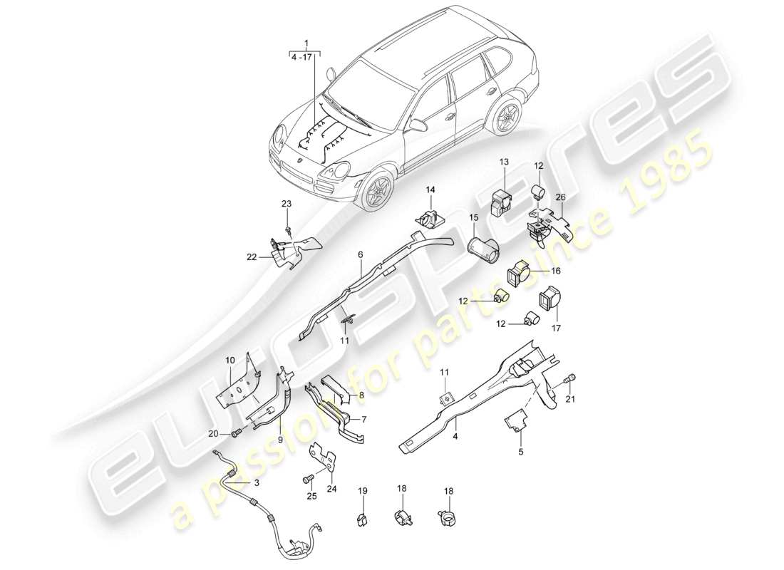 a part diagram from the porsche 2005 (cayenne e1 9pa) parts catalogue