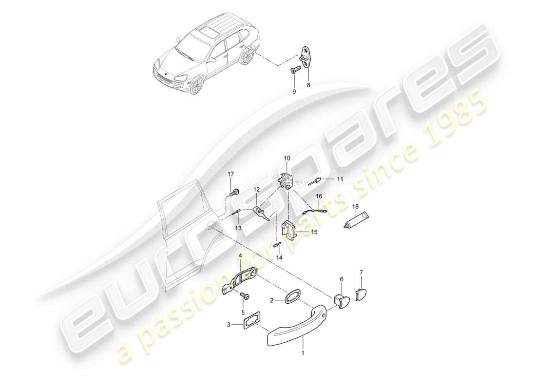 a part diagram from the porsche 2010 (cayenne e1 9pa) parts catalogue