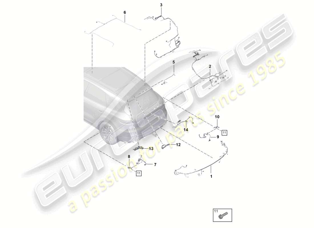 a part diagram from the porsche 2019 (cayenne e3 9ya/9yb) parts catalogue
