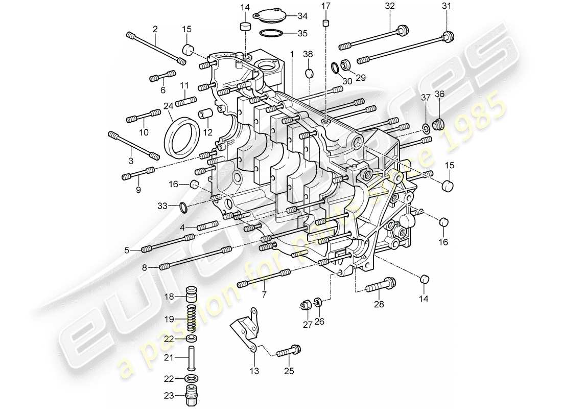 a part diagram from the porsche 2008 (997-1 gt3) parts catalogue