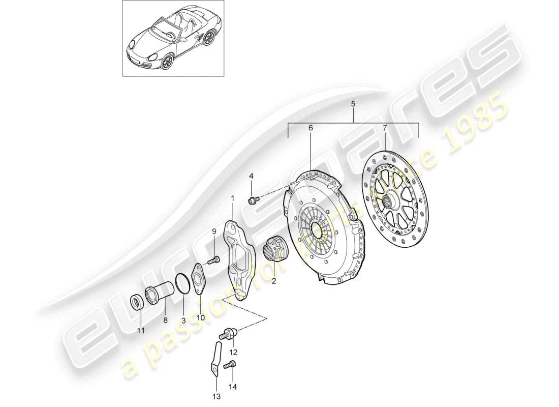 a part diagram from the porsche 2005 (987 boxster) parts catalogue