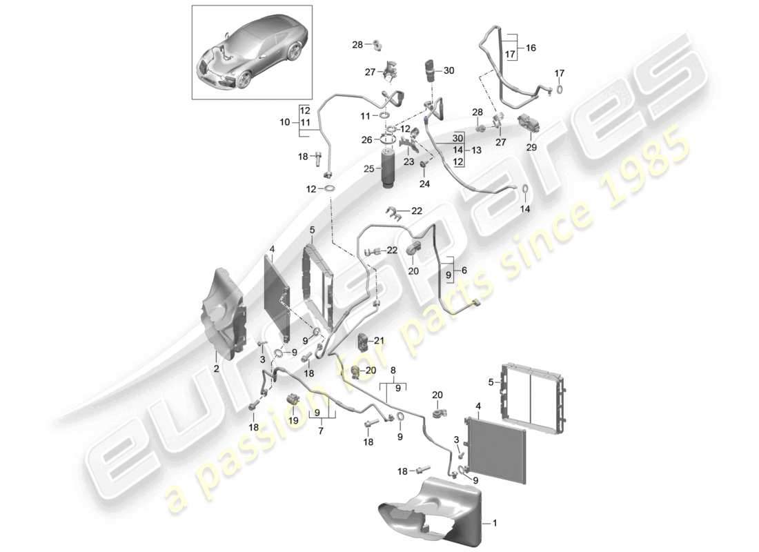 a part diagram from the porsche 991 parts catalogue