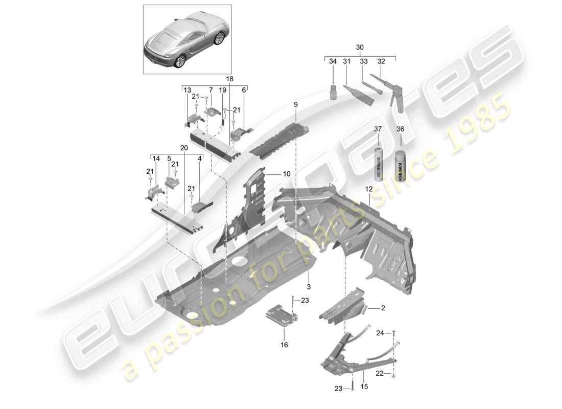 a part diagram from the porsche cayman parts catalogue