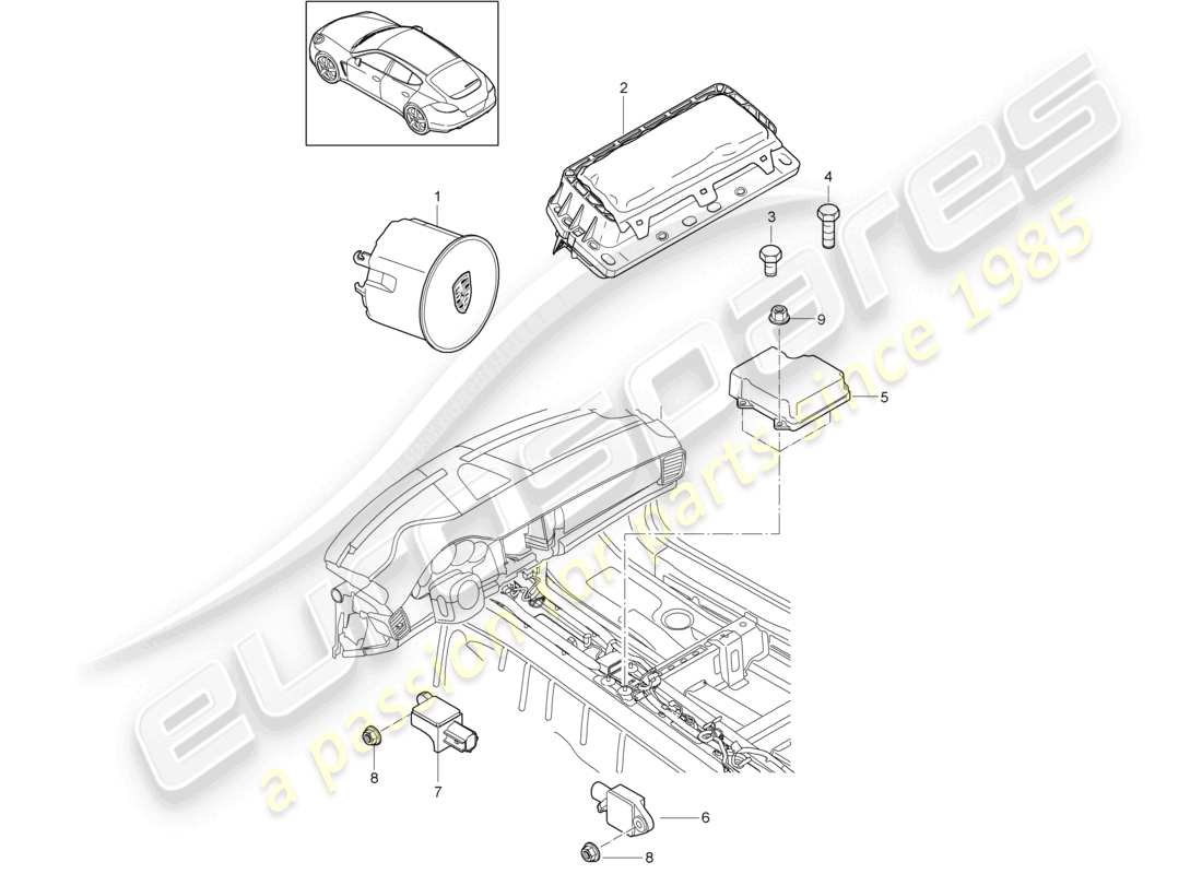 a part diagram from the porsche 2010 (panamera 970) parts catalogue