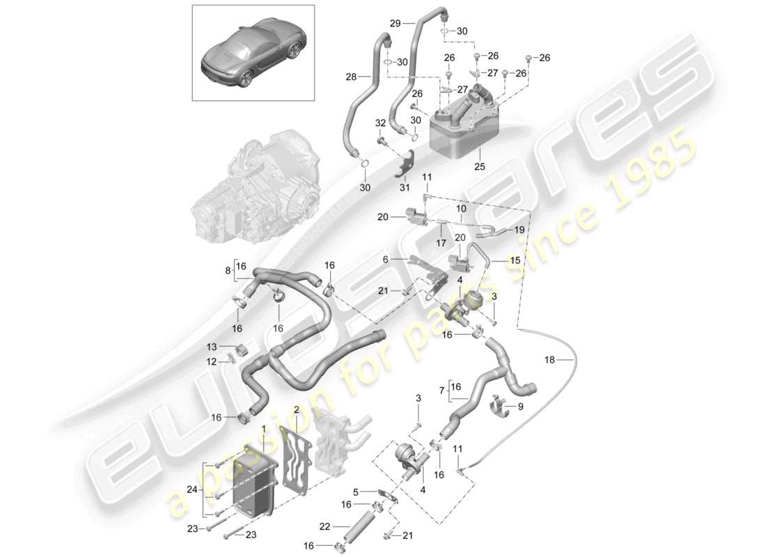 a part diagram from the porsche 2012 (981 boxster) parts catalogue