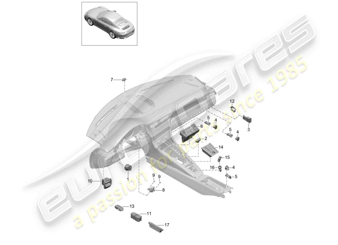 a part diagram from the porsche 991 parts catalogue