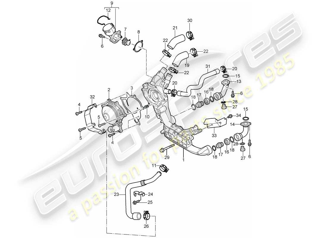 a part diagram from the porsche 2008 (997-1 gt3) parts catalogue