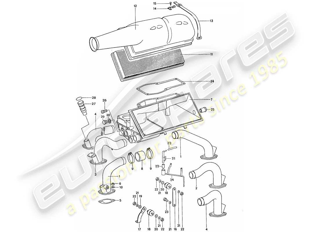 a part diagram from the porsche 1974 (911) parts catalogue