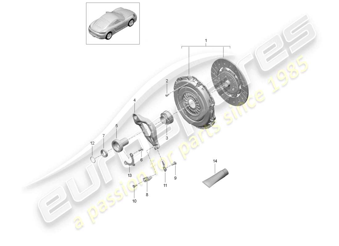 VIEW PARTS DIAGRAMS FROM THE PORSCHE CAYMAN PARTS CATALOGUE a part diagram from the porsche cayman parts catalogue