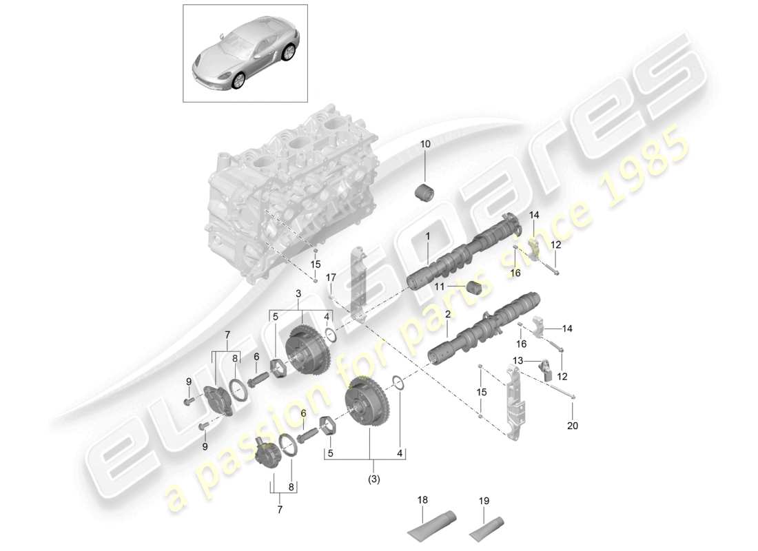 a part diagram from the porsche 2019 (718 cayman) parts catalogue