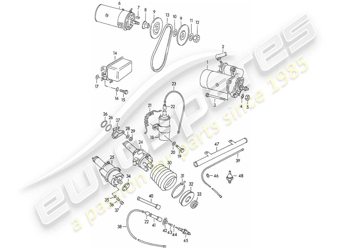 a part diagram from the porsche 1954 (356/356a) parts catalogue