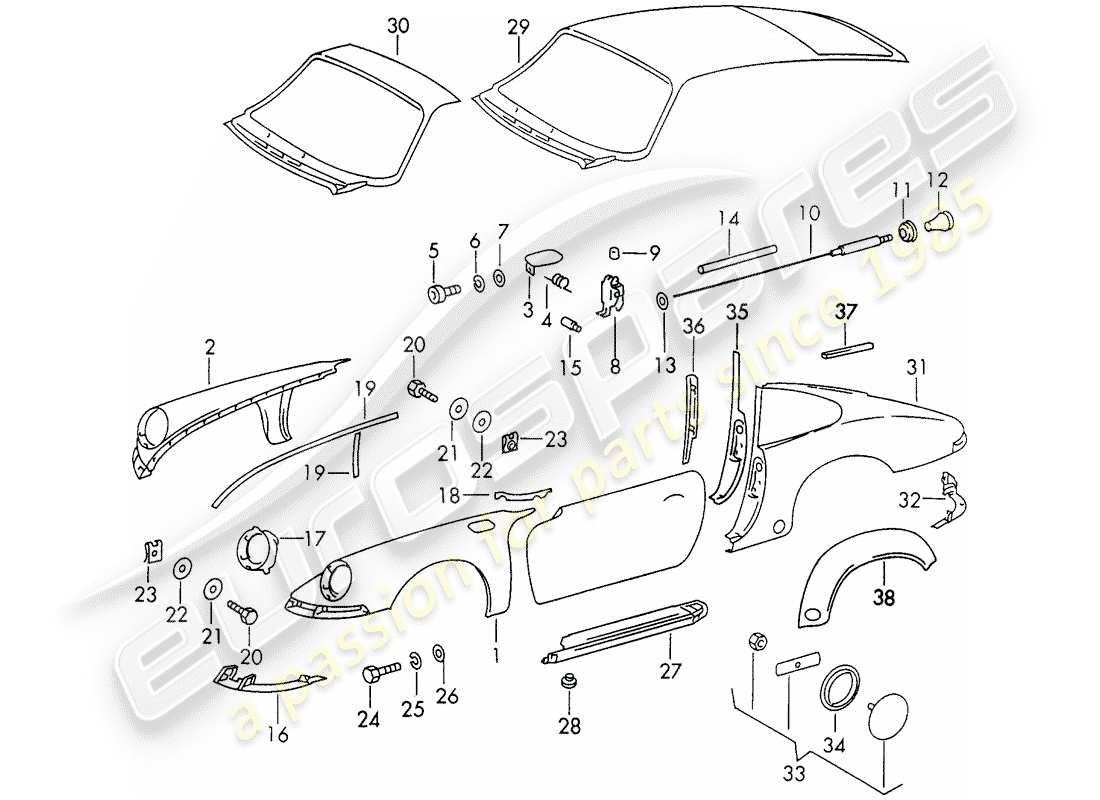 a part diagram from the porsche 911 parts catalogue