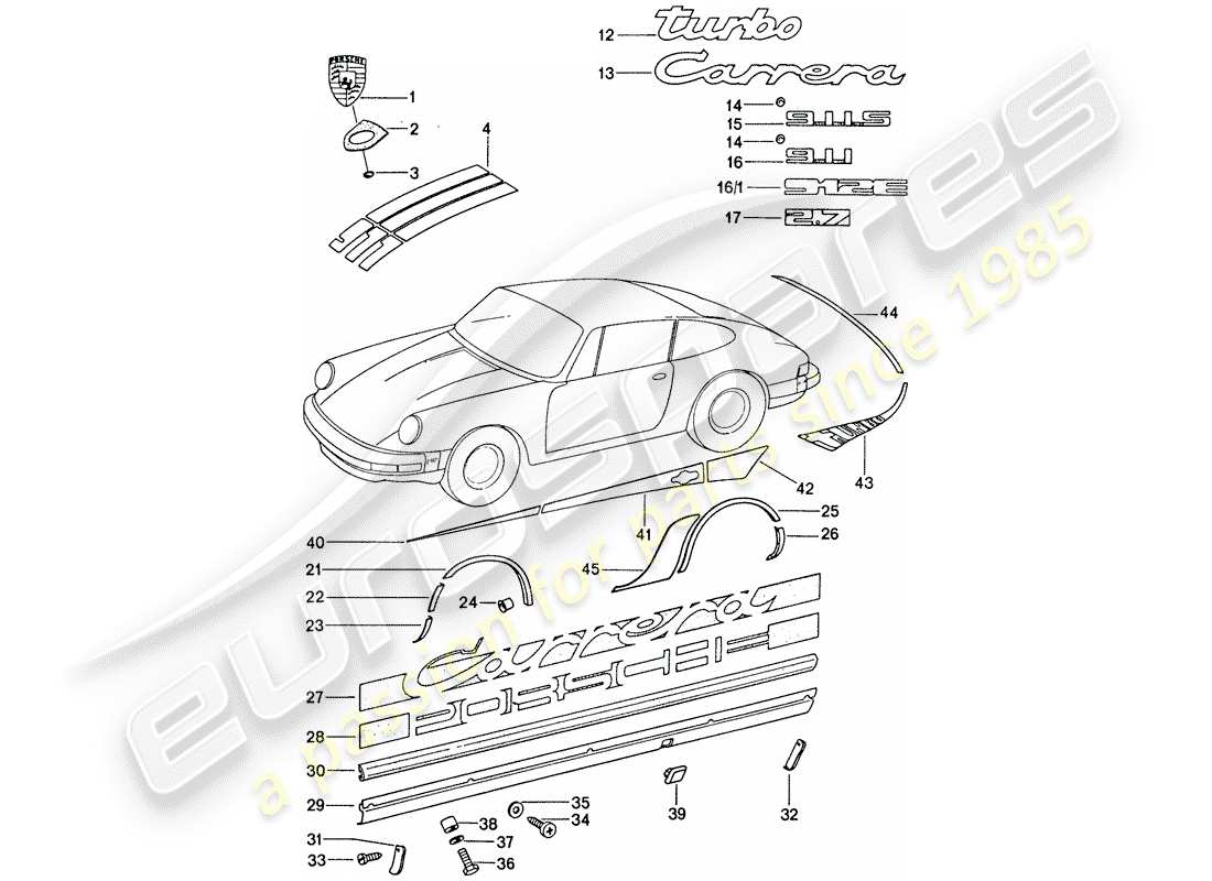 a part diagram from the porsche 1974 (911) parts catalogue