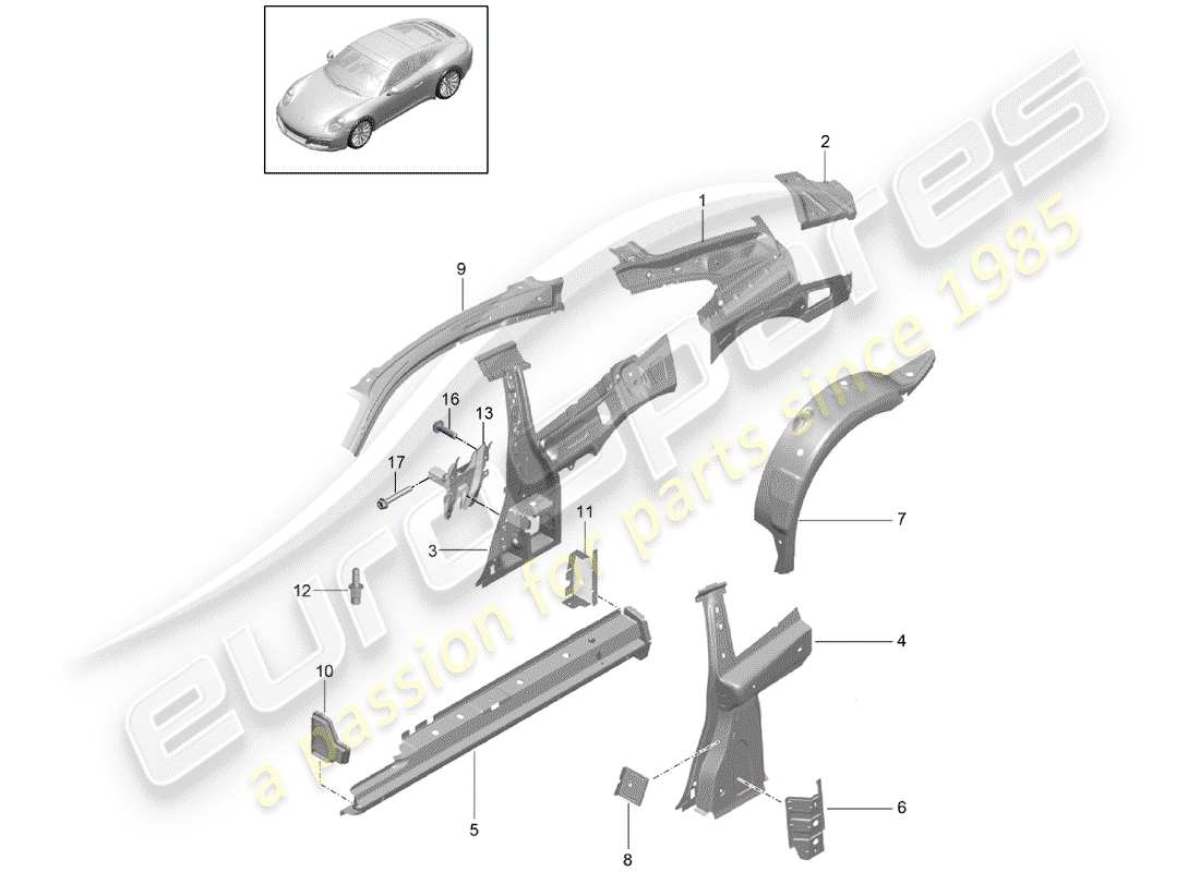 a part diagram from the porsche 991 parts catalogue