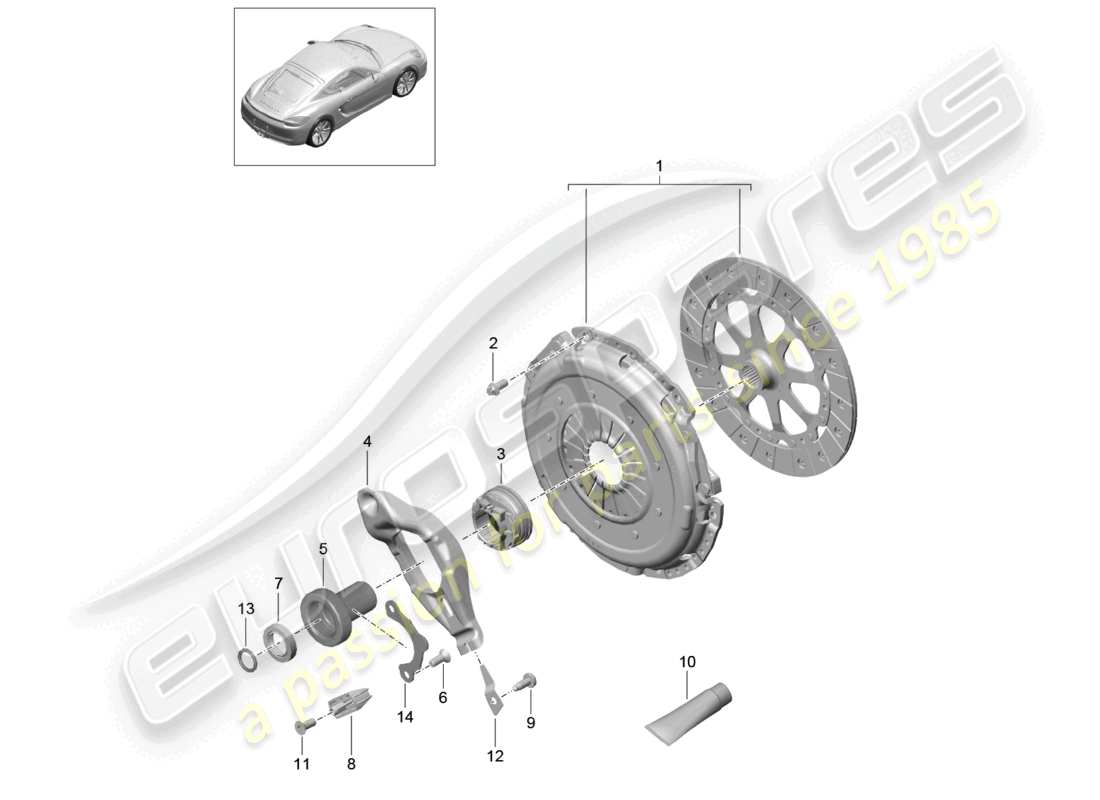 a part diagram from the porsche 2014 (981 cayman) parts catalogue