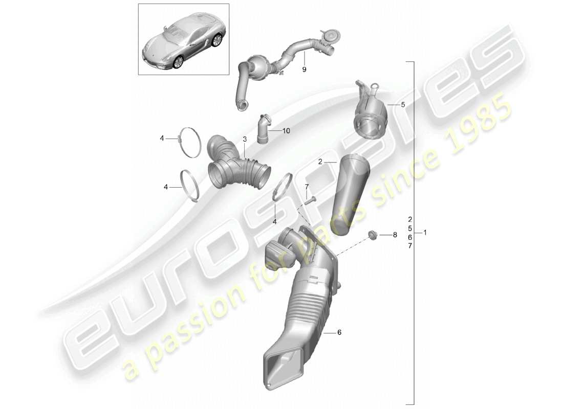 a part diagram from the porsche 2016 (981 cayman) parts catalogue