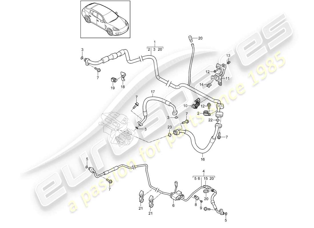 a part diagram from the porsche panamera parts catalogue