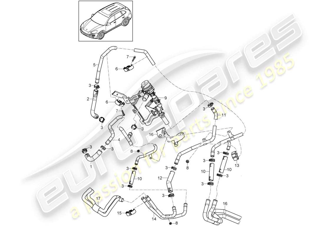 a part diagram from the porsche 2011 (cayenne e2 92a) parts catalogue