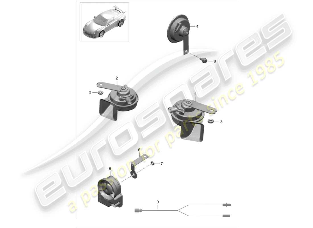 a part diagram from the porsche 2015 (991-1 r/gt3/rs) parts catalogue