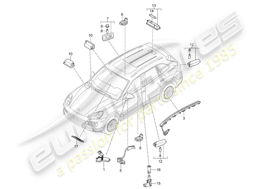 a part diagram from the porsche 2013 (cayenne e2 92a) parts catalogue