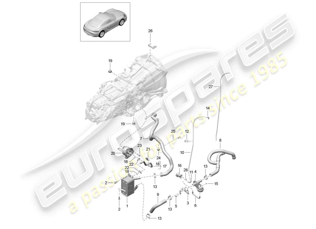 a part diagram from the porsche 2019 (718 cayman) parts catalogue