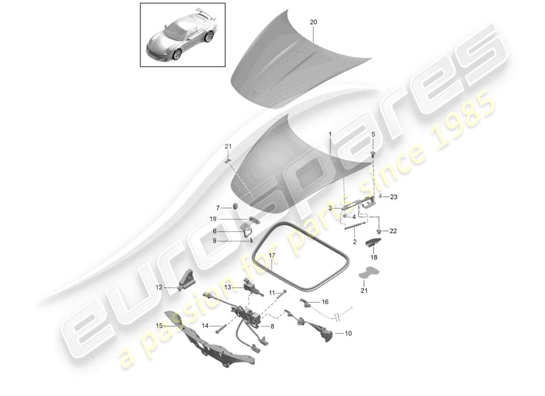 a part diagram from the porsche 2015 (991-1 r/gt3/rs) parts catalogue