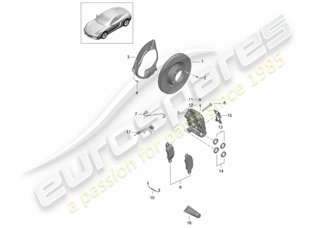 a part diagram from the porsche 2016 (981 cayman) parts catalogue