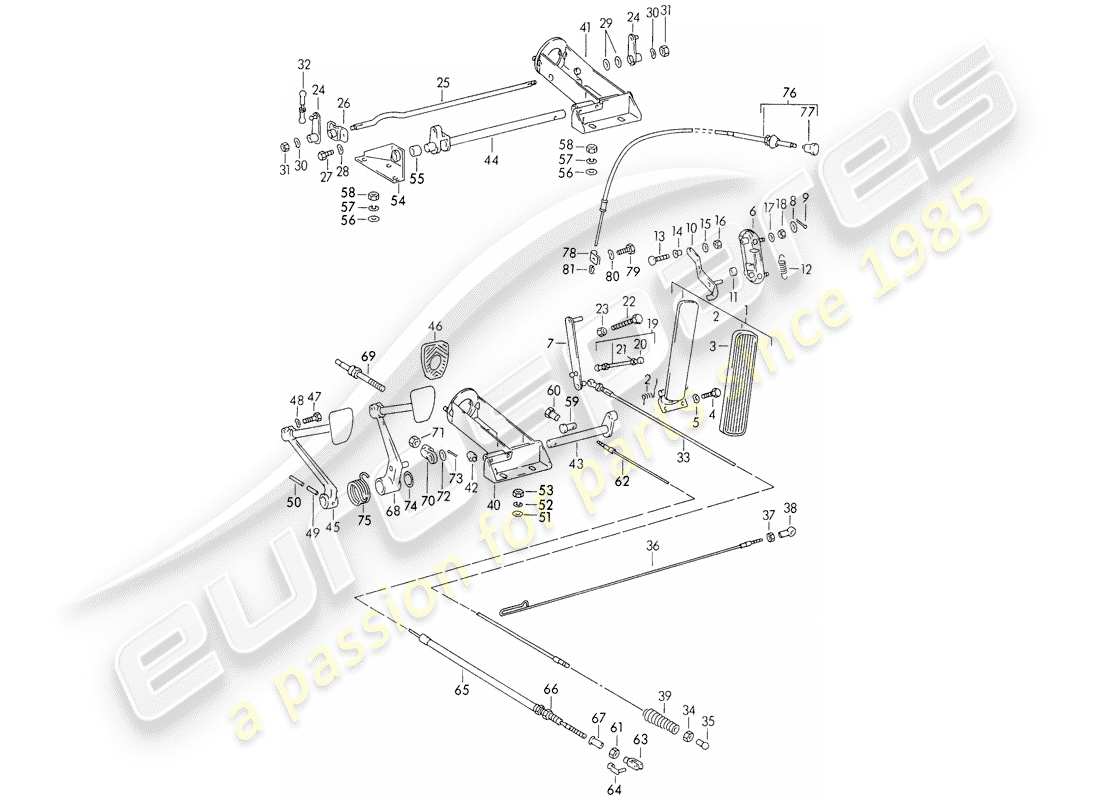 a part diagram from the porsche 1954 (356/356a) parts catalogue