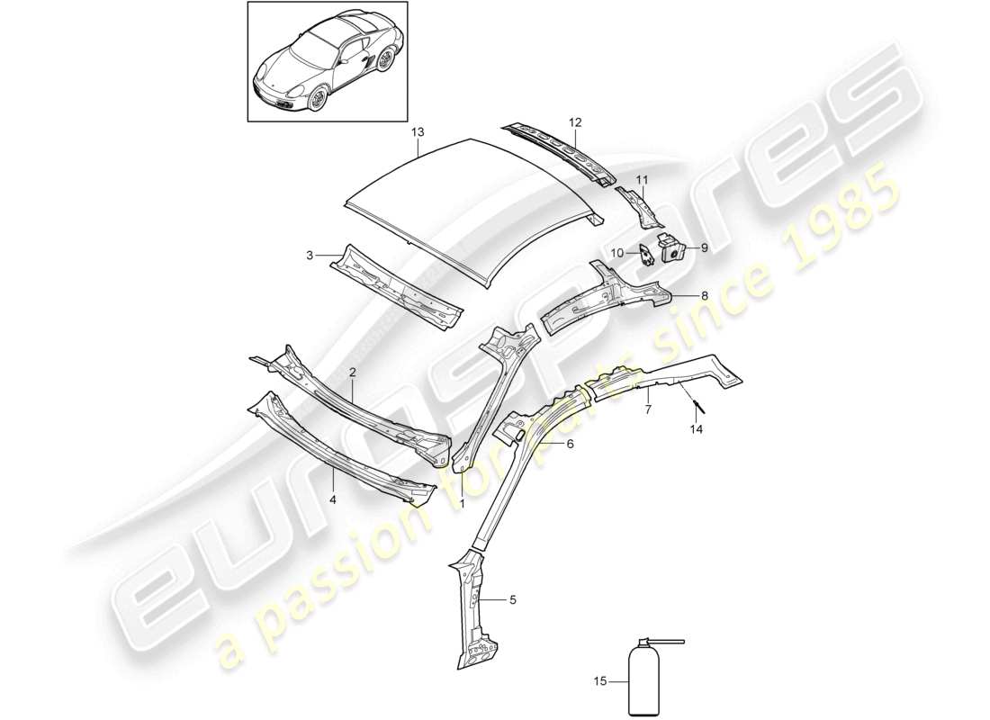 a part diagram from the porsche 2010 (987 cayman) parts catalogue
