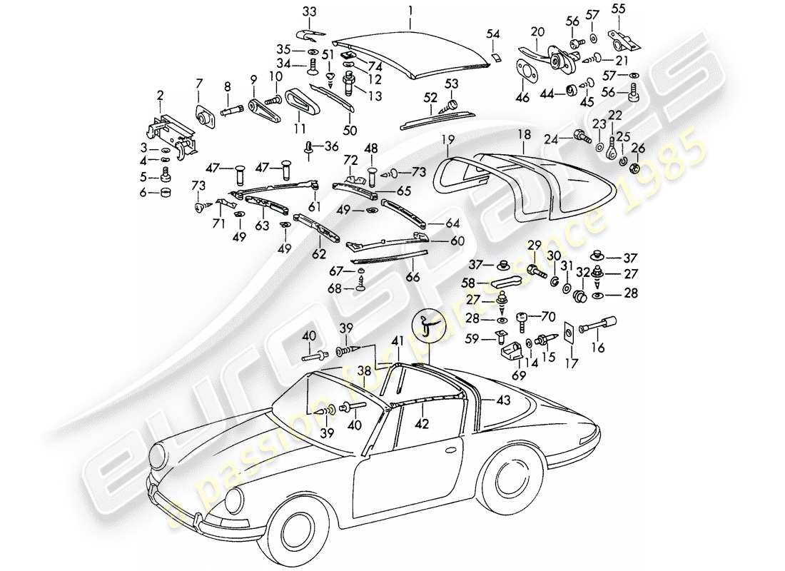 a part diagram from the porsche 1965 (911/912) parts catalogue