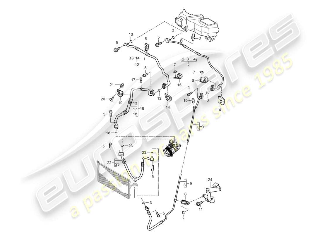 a part diagram from the porsche 2010 (cayenne e1 9pa) parts catalogue