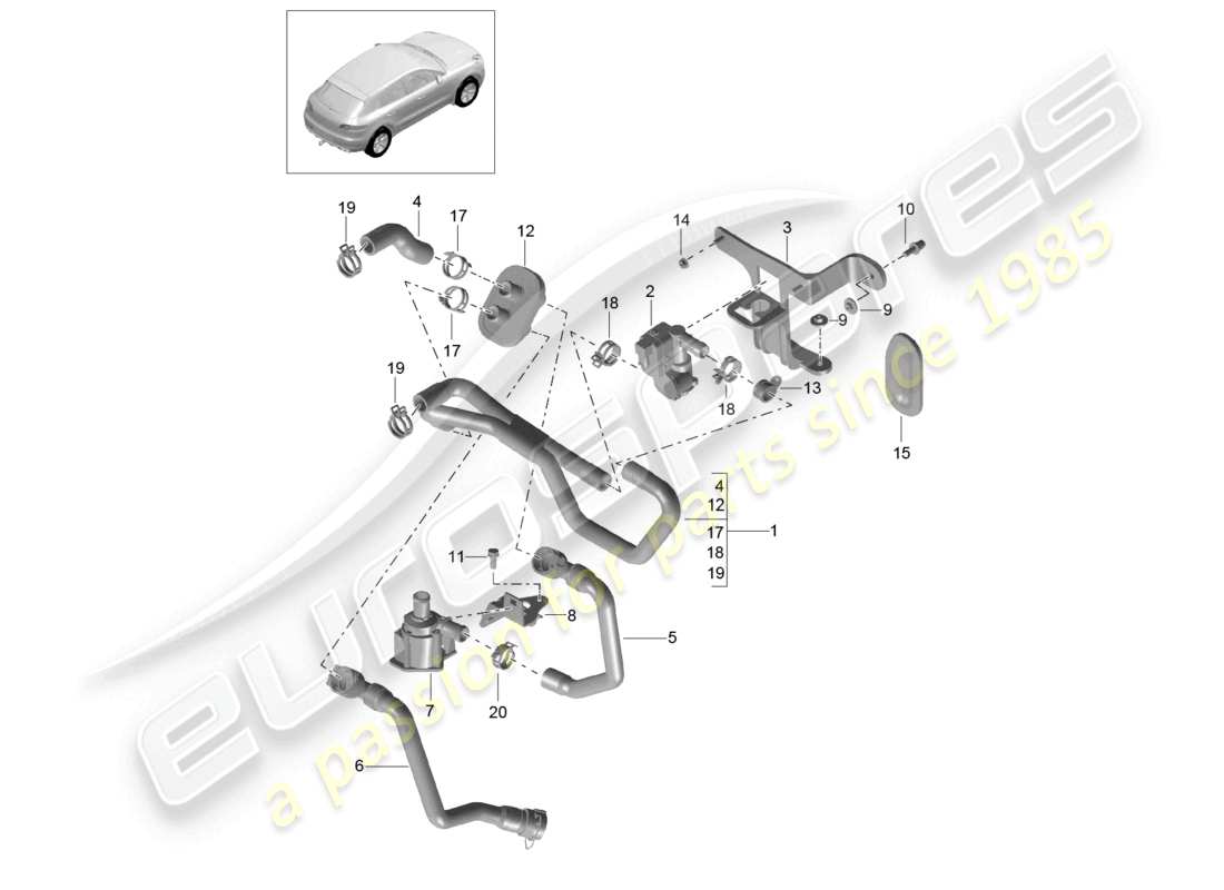 a part diagram from the porsche 2018 (macan) parts catalogue