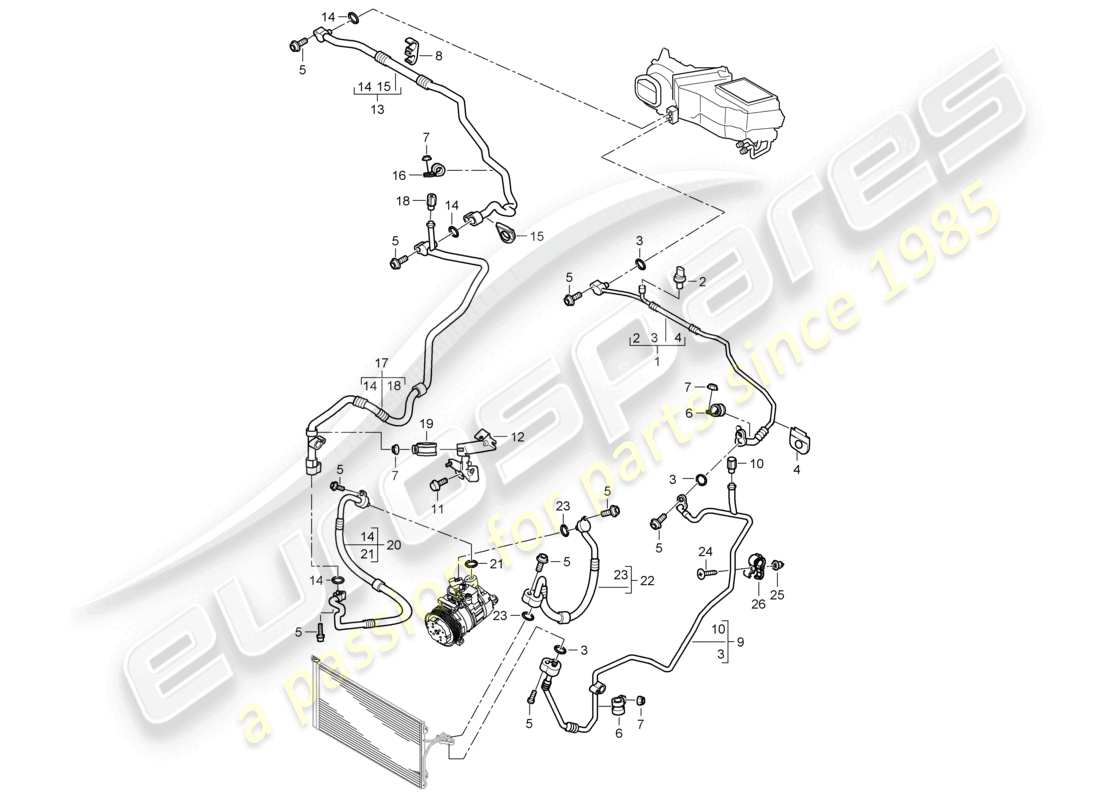 a part diagram from the porsche 2008 (cayenne e1 9pa) parts catalogue