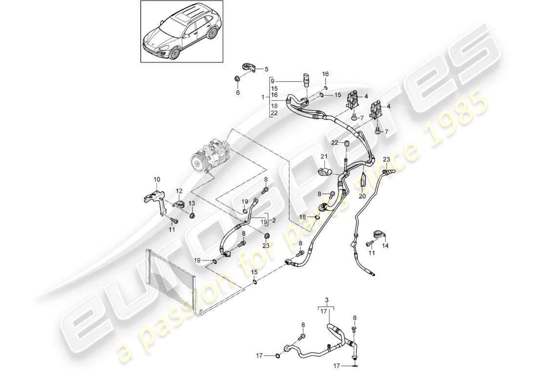 a part diagram from the porsche 2012 (cayenne e2 92a) parts catalogue