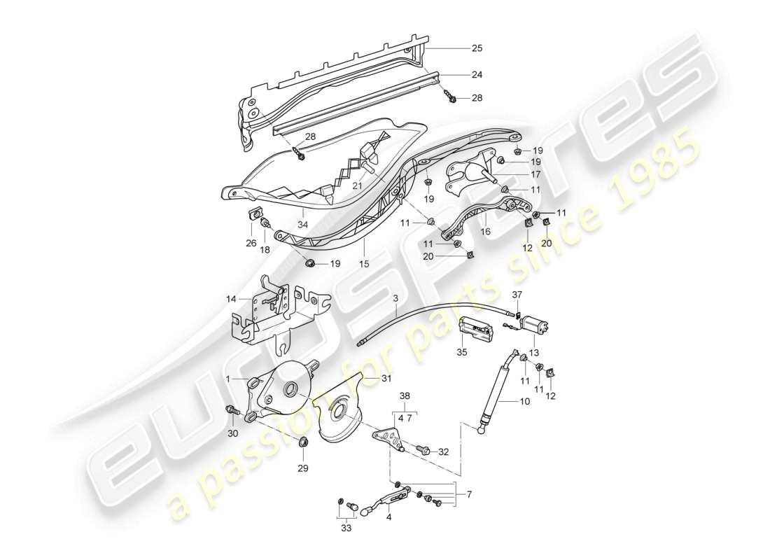 a part diagram from the porsche 2012 (987 boxster) parts catalogue