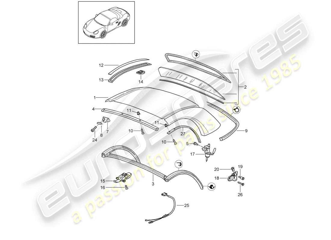a part diagram from the porsche 2007 (987 boxster) parts catalogue