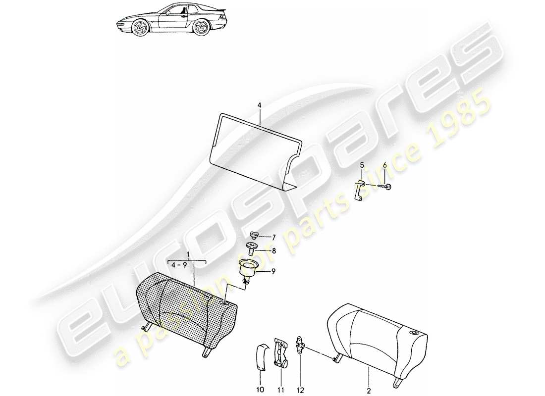 a part diagram from the porsche accessories and tequipment parts catalogue