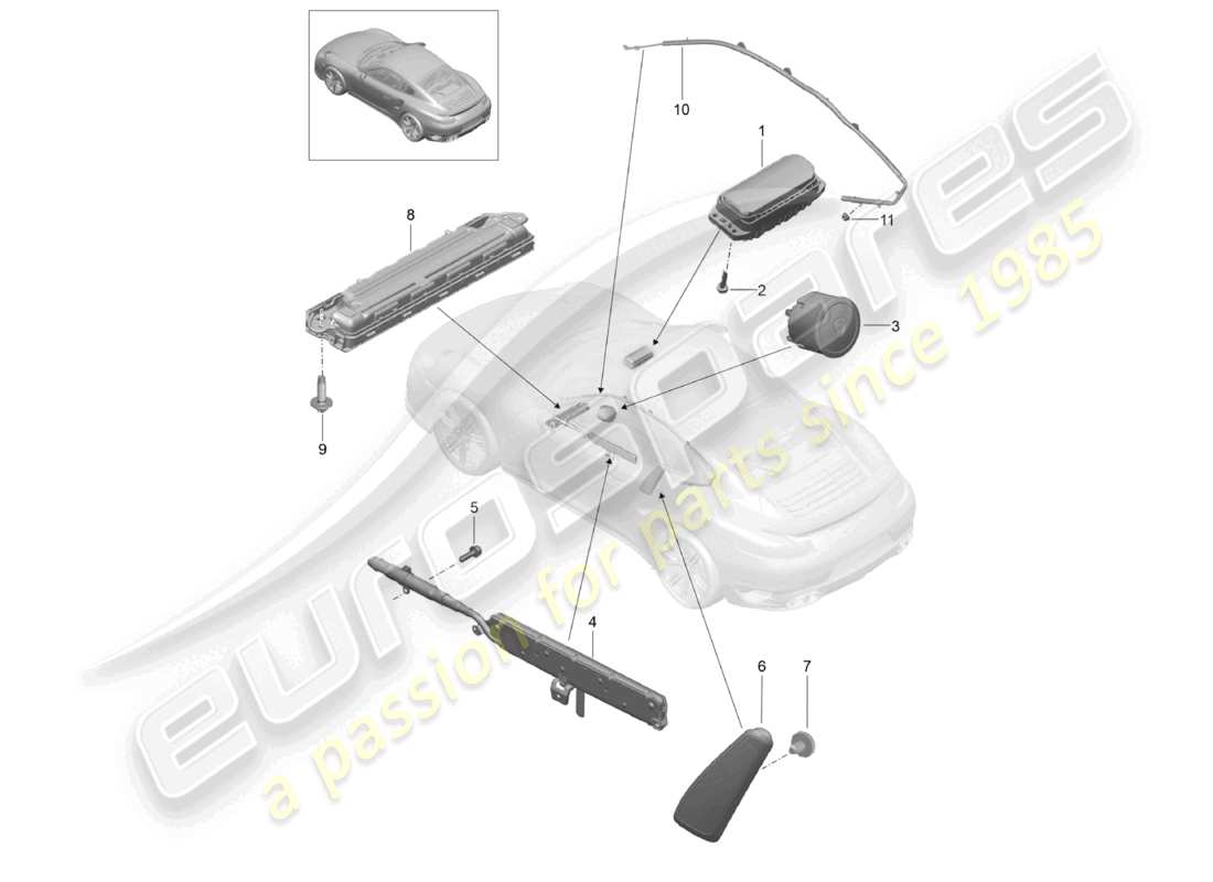 a part diagram from the porsche 2015 (991-1 turbo) parts catalogue