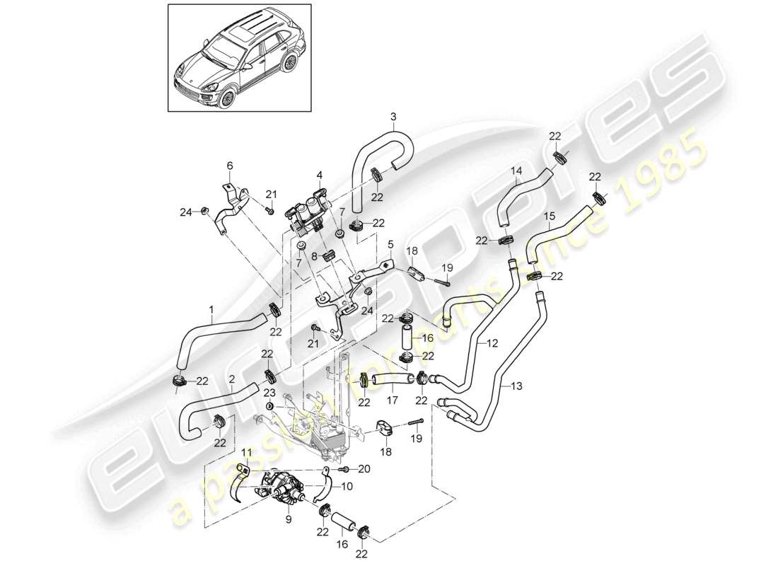 a part diagram from the porsche cayenne parts catalogue