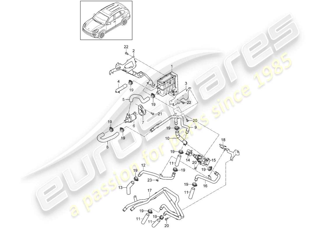 a part diagram from the porsche 2012 (cayenne e2 92a) parts catalogue