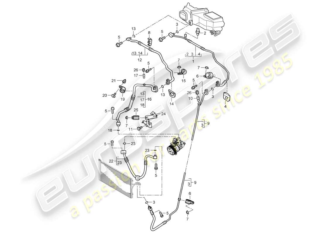a part diagram from the porsche 2003 (cayenne e1 9pa) parts catalogue