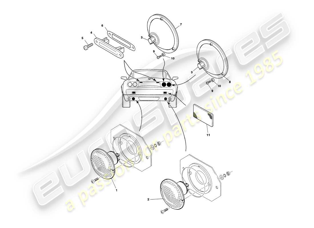 a part diagram from the aston martin v8 coupe parts catalogue