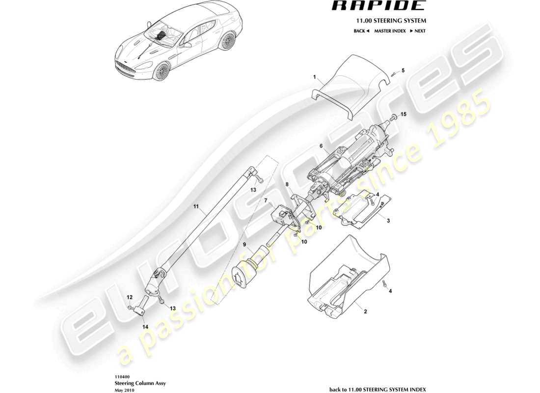 a part diagram from the aston martin rapide (2013) parts catalogue