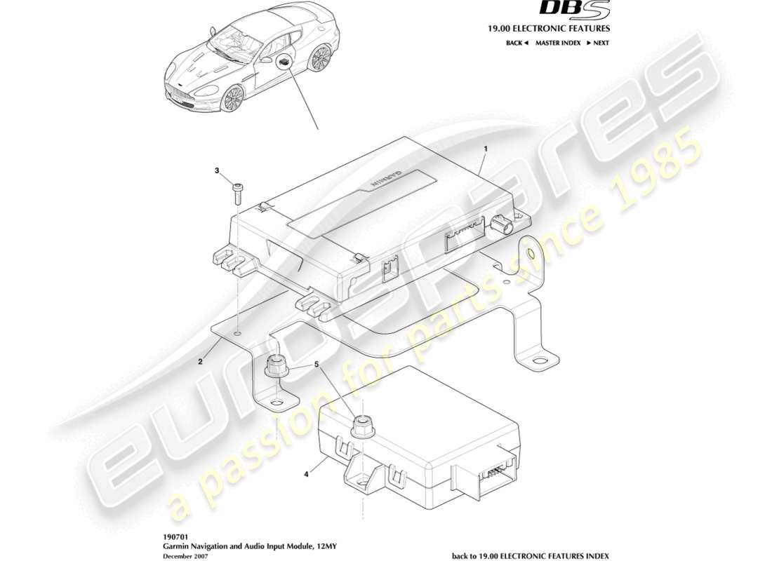 a part diagram from the aston martin dbs (2012) parts catalogue