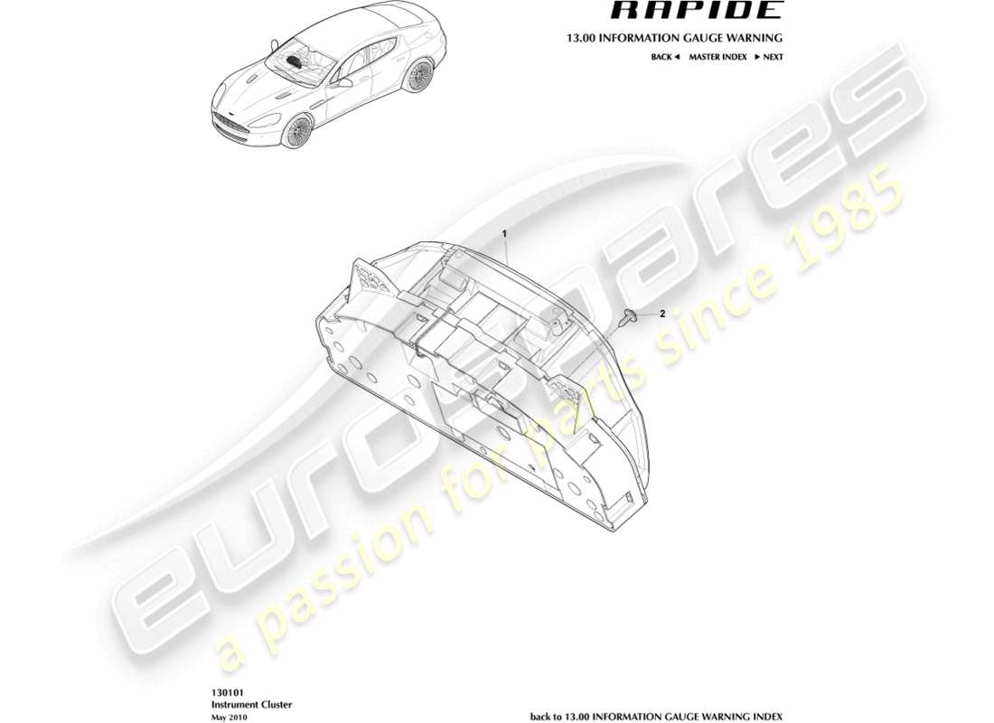 a part diagram from the aston martin rapide (2013) parts catalogue